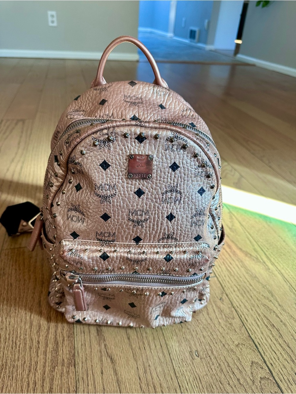 MCM Metallic Visetos Studded Stark Backpack